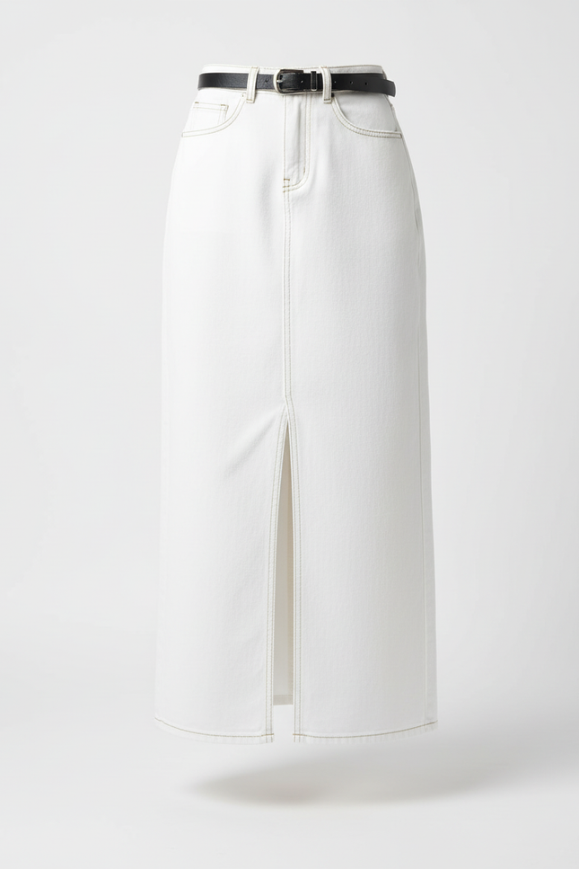 Jupe Blanche Denim Fendue Chic