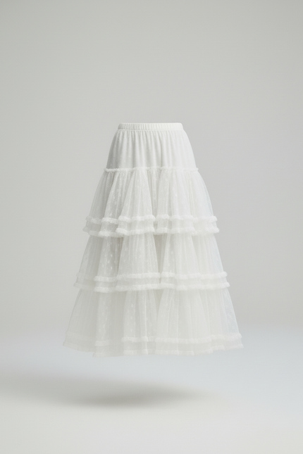 Jupe Blanche À Volants En Dentelle Fluide