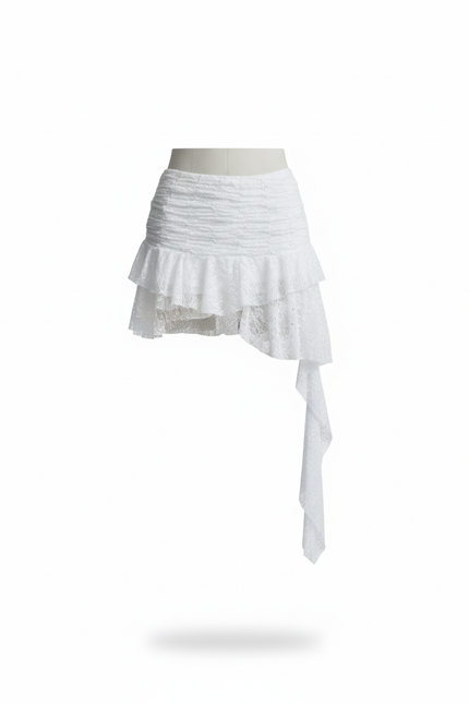 Jupe Blanche Dentelle Irrégulière Bohème