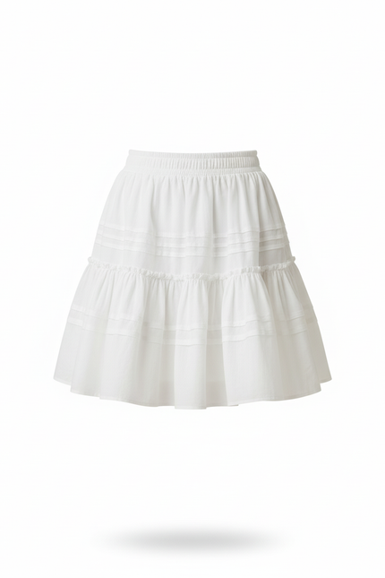 Jupe Blanche Mini À Volants Fluide