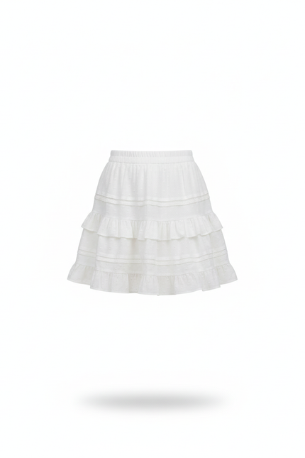 Jupe Blanche Mini À Volants Chic