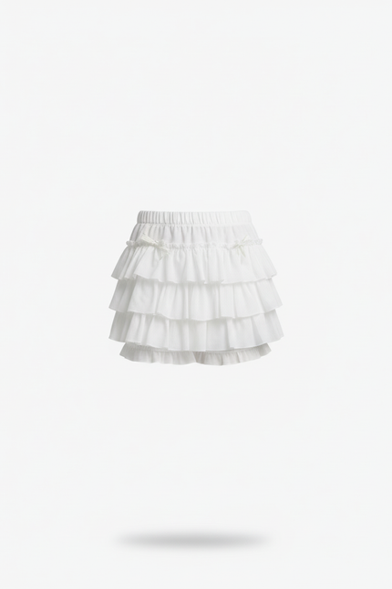 Jupe Blanche Mini À Volants Fluide Aérienne