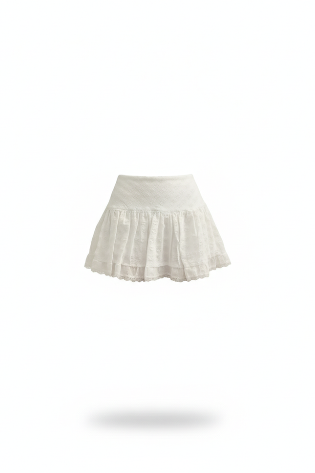 Jupe Blanche Volants Dentelle Féminine