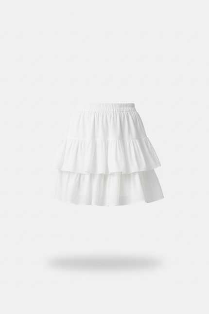 Jupe Blanche À Volants Plissée