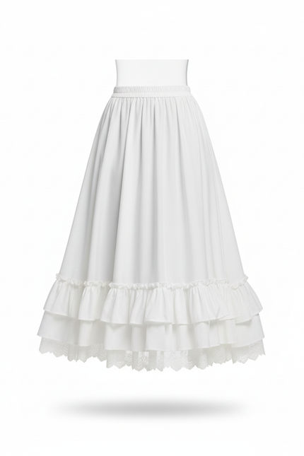 Jupe Blanche Volants Dentelle Chic