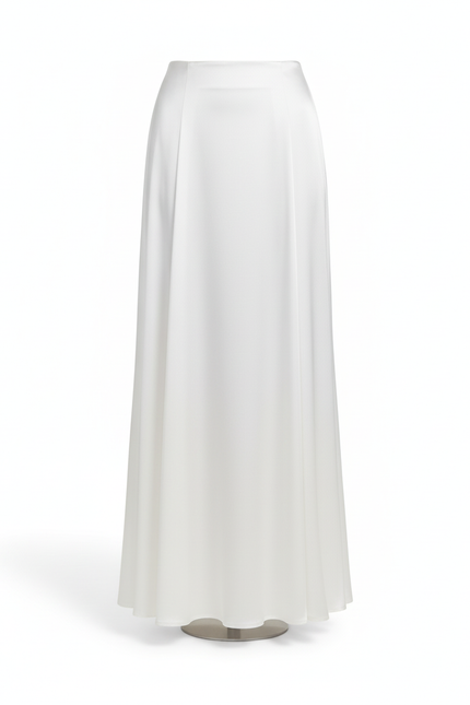 Jupe Blanche Satin Fluide Élégante Sophistiquée