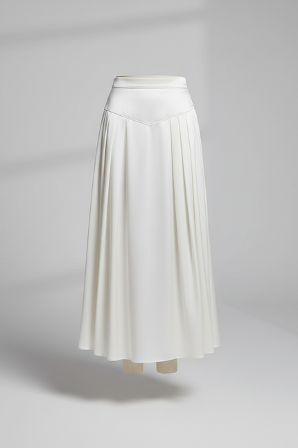 Jupe Blanche Satin Plissée Fluide