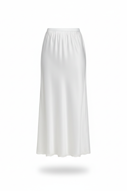 Jupe Blanche Satinée Fluide Élégante Lumineuse