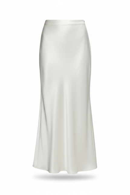 Jupe Blanche Fluide Satin Élégante Chic