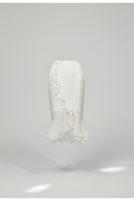 Jupe Blanche Volants Sirène Élégante