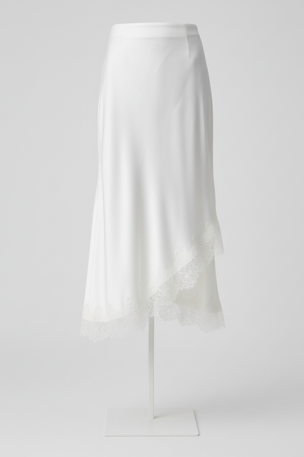 Jupe Blanche Satin Dentelle Élégante Précieuse