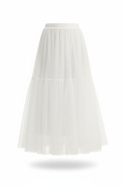 Jupe Blanche Tulle Fluide Élégante