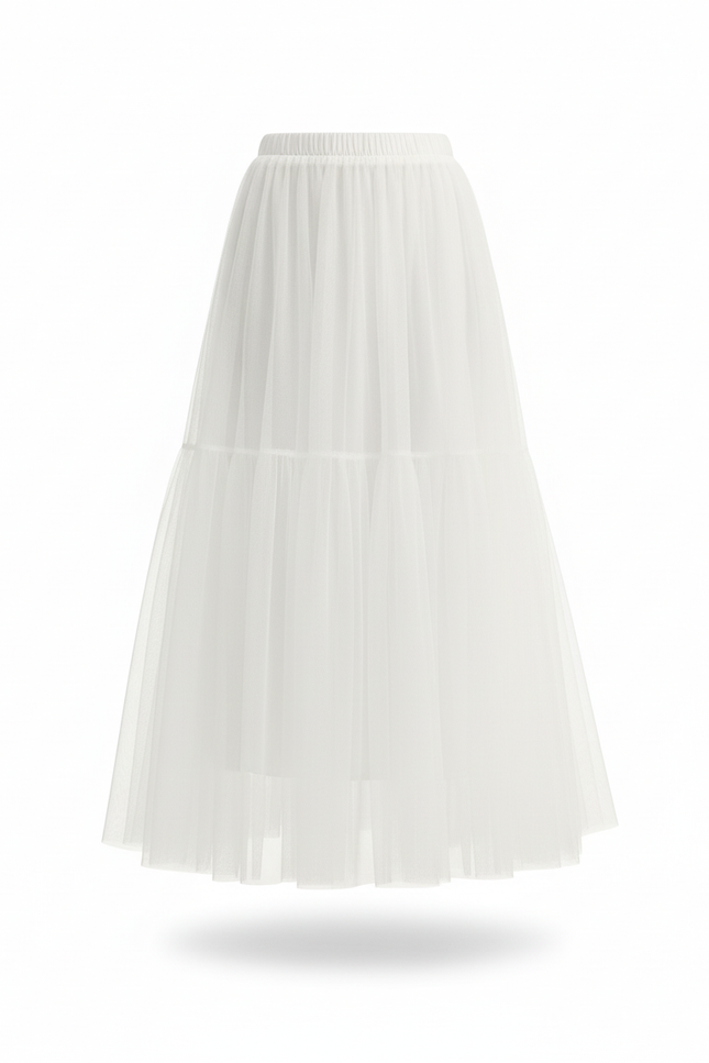 Jupe Blanche Tulle Fluide Élégante