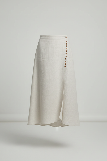 Jupe Blanche Coton Lin Asymétrique Fluide