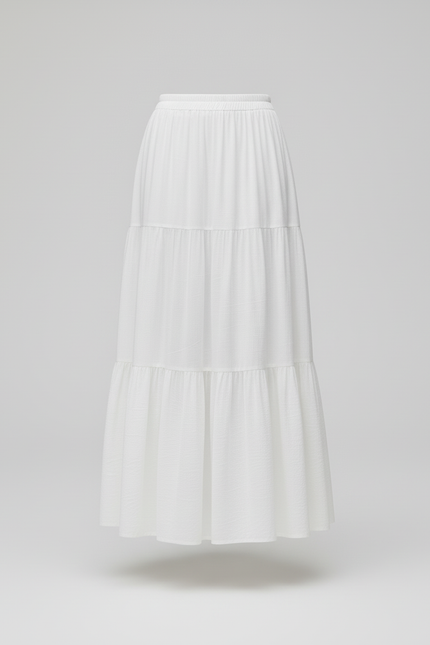 Jupe Blanche Étagée Longue Fluide