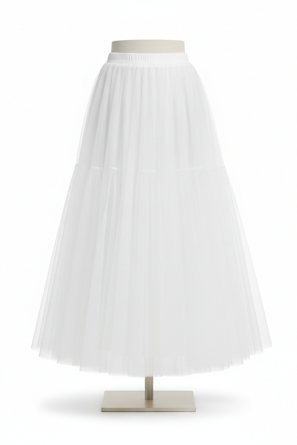 Jupe Blanche Tulle Plissée Élégante