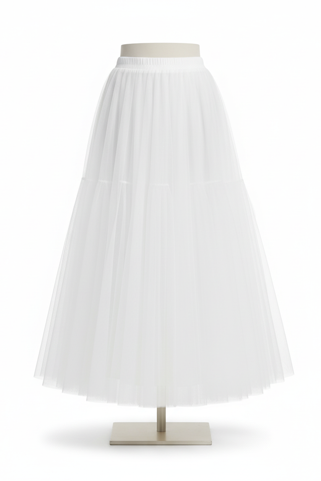 Jupe Blanche Tulle Plissée Élégante