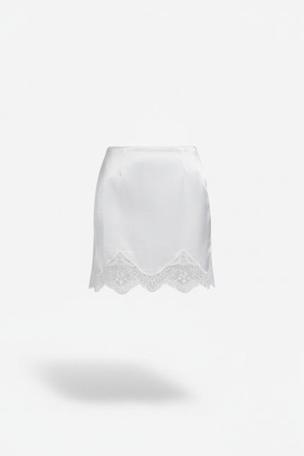 Jupe Droite Dentelle Blanche