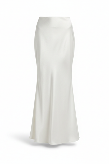 Jupe Blanche Satin Coupe Sirène Élégante