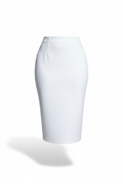 Jupe Crayon Taille Haute Blanche