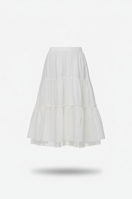 Jupe Blanche Plissée Tulle Fluide