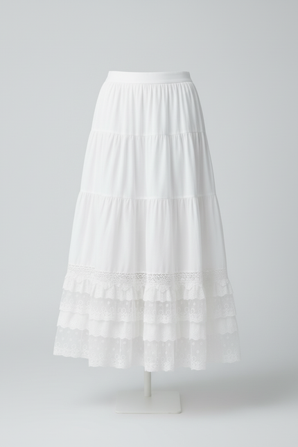Jupe Blanche Volant Dentelle