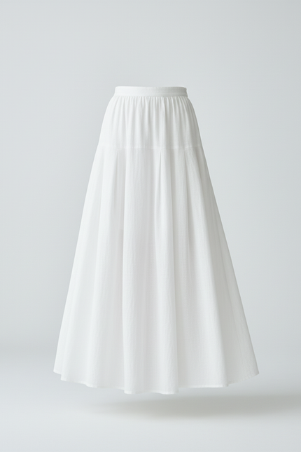 Jupe Blanche Fluide Ample Coton-Lin